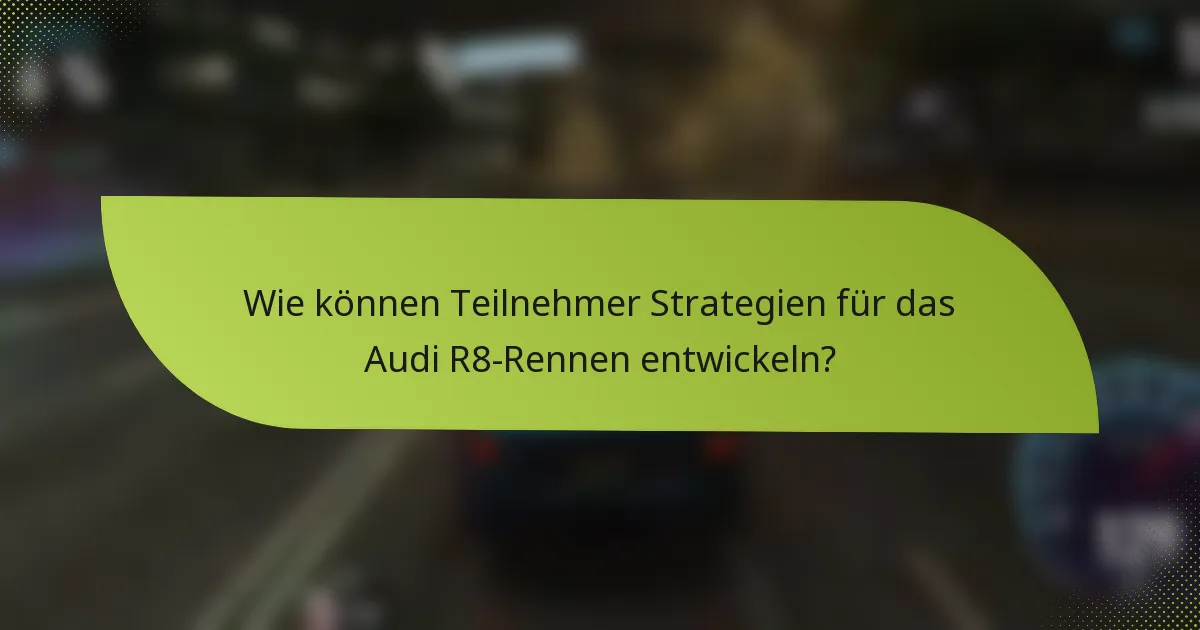 Wie können Teilnehmer Strategien für das Audi R8-Rennen entwickeln?